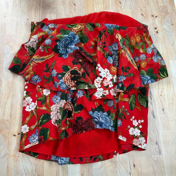 Alice + Olivia Marybeth Chinoiserie Garden & Ruby Print Silk Halter Top - Picture 9 of 9